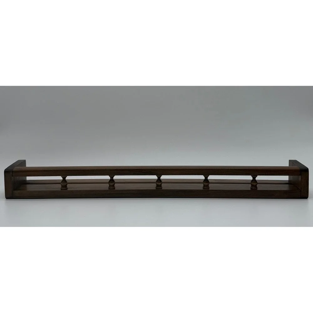 Vintage Dark Wood Spice Rack Wall Mount Gallery Rail Display Shelf 24 Inch